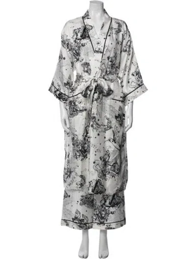 Pre-owned Dior Silk Graphic Print Lounge Set W/ Tags In White