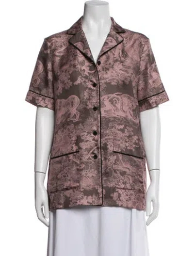 Pre-owned Dior Silk Graphic Print Pajamas In Pink