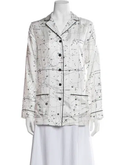 Pre-owned Dior Silk Graphic Print Pajamas In White