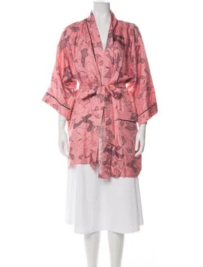 Pre-owned Dior Silk Graphic Print Robe In Multi