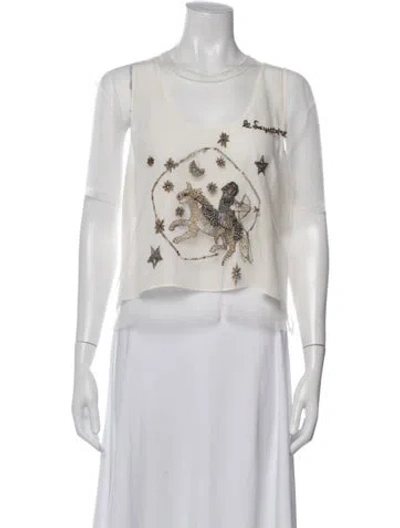 Pre-owned Dior Silk Graphic Print Top In Neutrals