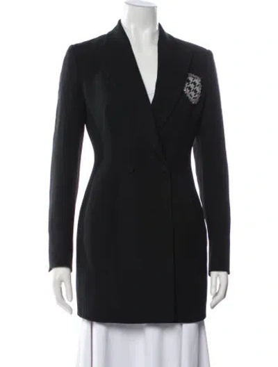 Pre-owned Dior Silk Houndstooth Print Blazer In Black