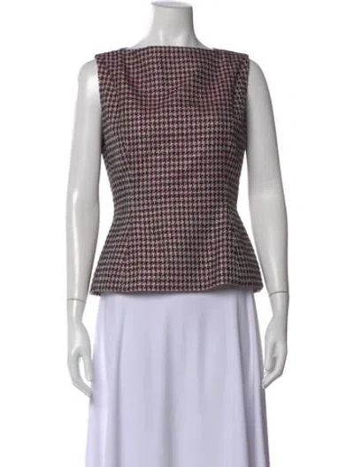Pre-owned Dior Silk Houndstooth Print Top In Pink