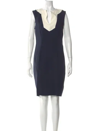 Pre-owned Dior Silk Knee-length Dress In Blue