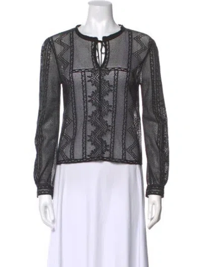 Pre-owned Dior Silk Lace Pattern Blouse In Black