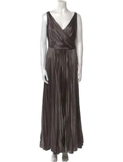 Pre-owned Dior Silk Long Dress In Brown