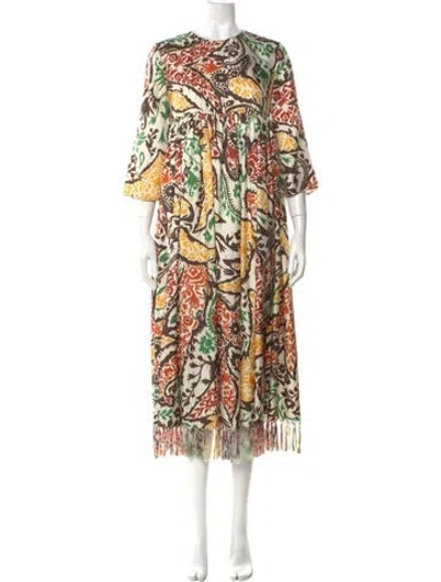 Pre-owned Dior Silk Long Dress In Neutral