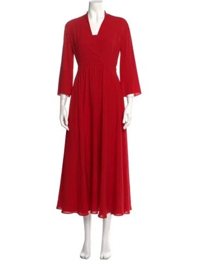 Pre-owned Dior Silk Long Dress In Red