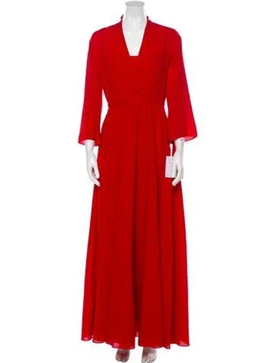Pre-owned Dior Silk Long Dress In Red