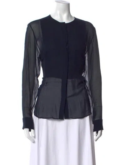 Pre-owned Dior Silk Long Sleeve Blouse In Black