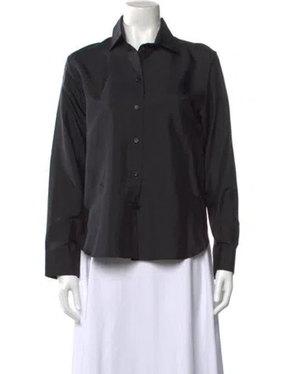 Pre-owned Dior Silk Long Sleeve Button-up Top In Black