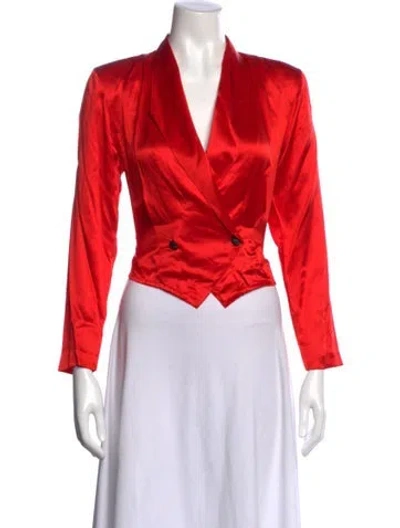 Pre-owned Dior Silk Long Sleeve Button-up Top In Red