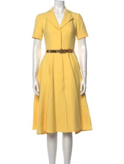 Pre-owned Dior Silk Midi Length Dress In Yellow