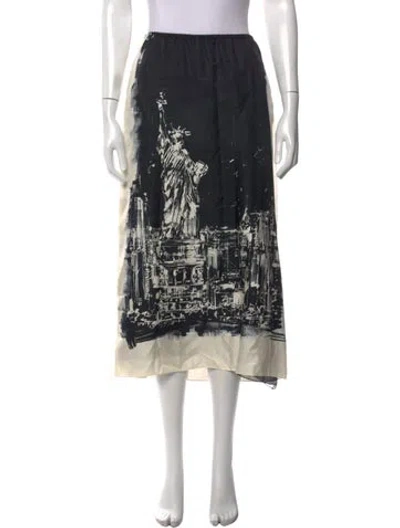 Pre-owned Dior Silk Midi Length Skirt In Black