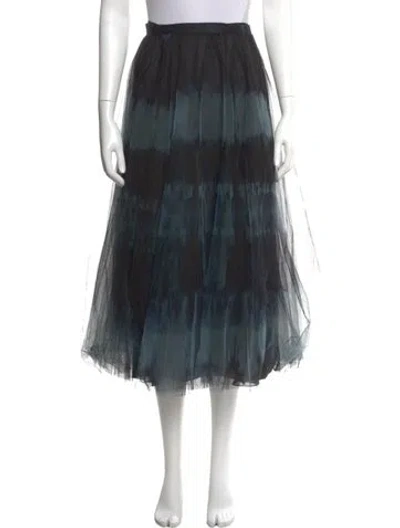 Pre-owned Dior Silk Midi Length Skirt In Blue