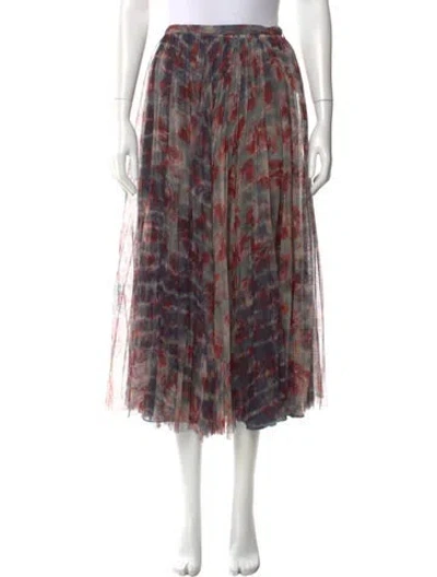 Pre-owned Dior Silk Midi Length Skirt In Gray