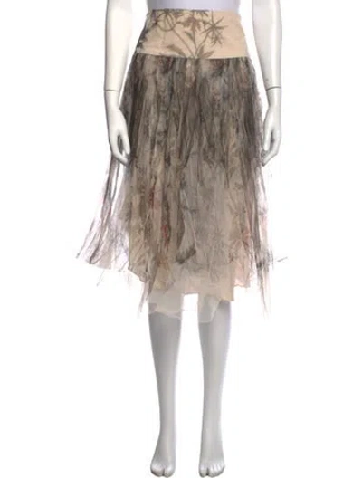 Pre-owned Dior Silk Midi Length Skirt In Neutrals
