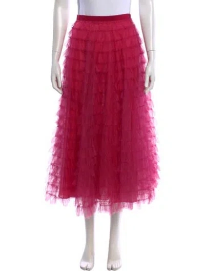 Pre-owned Dior Silk Midi Length Skirt In Pink