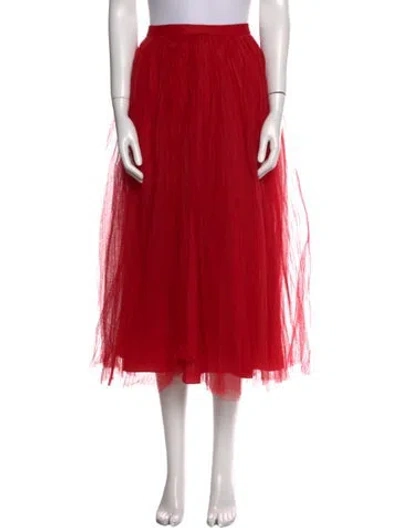 Pre-owned Dior Silk Midi Length Skirt In Red