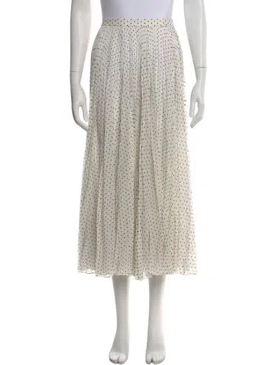 Pre-owned Dior Silk Midi Length Skirt In White