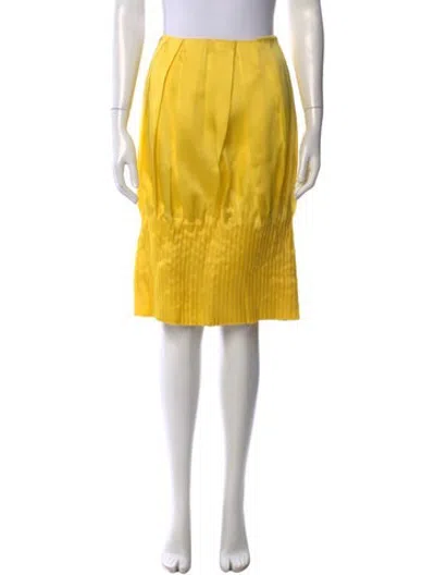 Pre-owned Dior Silk Midi Length Skirt In Yellow