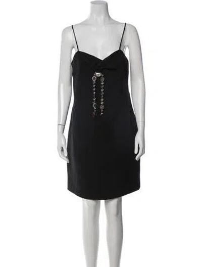 Pre-owned Dior Silk Mini Dress In Black