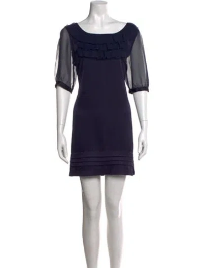 Pre-owned Dior Silk Mini Dress In Blue