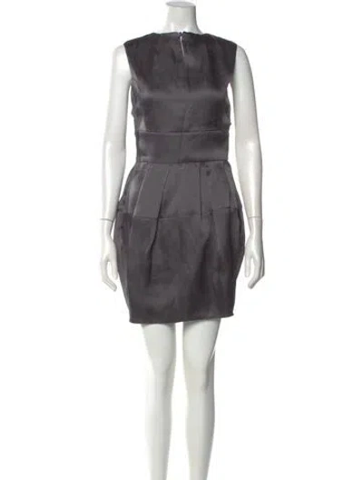 Pre-owned Dior Silk Mini Dress In Gray