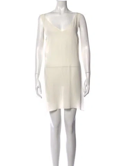 Pre-owned Dior Silk Mini Dress In Neutrals