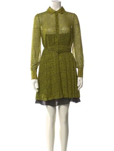 Pre-owned Dior Silk Mini Dress In Yellow