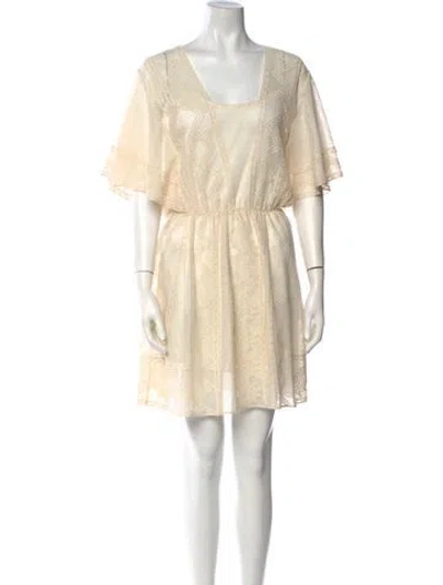 Pre-owned Dior Silk Mini Dress In Yellow