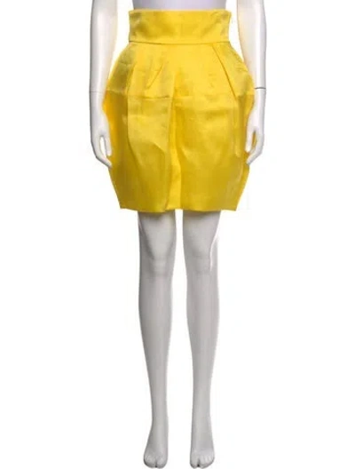 Pre-owned Dior Silk Mini Skirt W/ Tags In Yellow