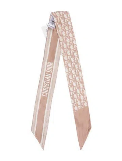 Pre-owned Dior Silk Oblique Jacquard Scarf In Neutral