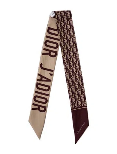 Pre-owned Dior Silk Oblique Jacquard Scarf In Neutral