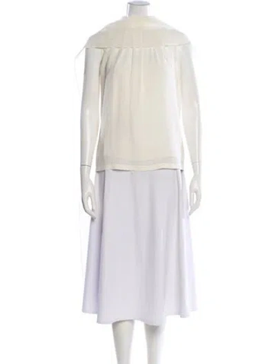 Pre-owned Dior Silk Off-the-shoulder Blouse In Neutral