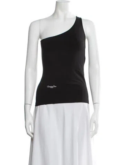 Pre-owned Dior Silk One-shoulder Top In Black