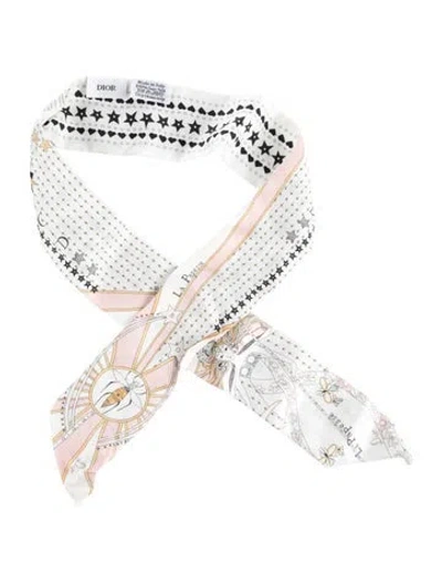 Pre-owned Dior Silk Pattern Headband In White