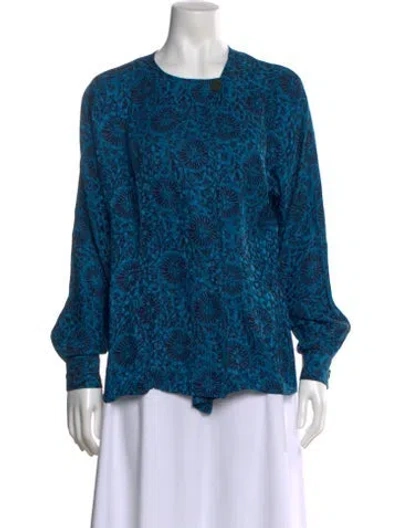 Pre-owned Dior Silk Patterned Blouse In Blue