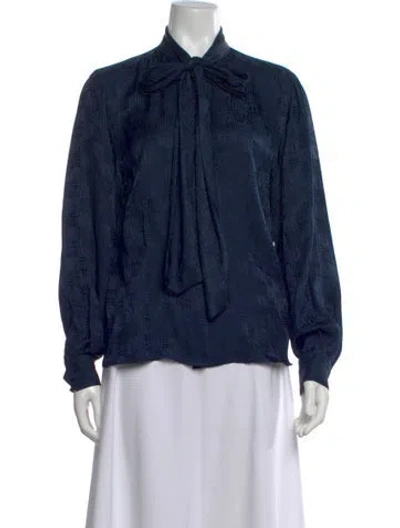 Pre-owned Dior Silk Patterned Blouse In Blue