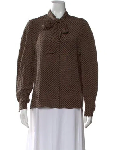 Pre-owned Dior Silk Patterned Blouse In Brown