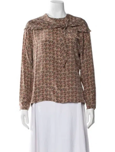 Pre-owned Dior Silk Patterned Blouse In Brown