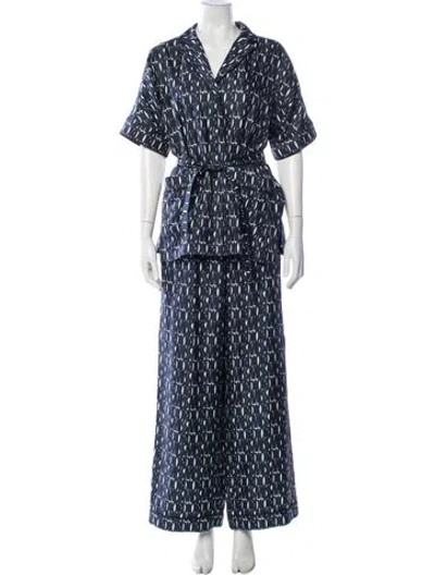 Pre-owned Dior Silk Patterned Pant Set In Blue