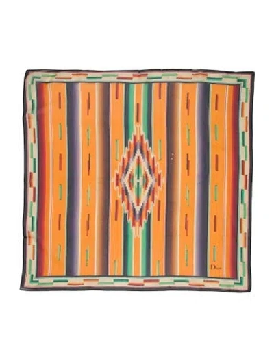 Pre-owned Dior Silk Patterned Pocket Square In Orange