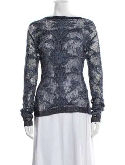 Pre-owned Dior Silk Patterned Sweater In Blue