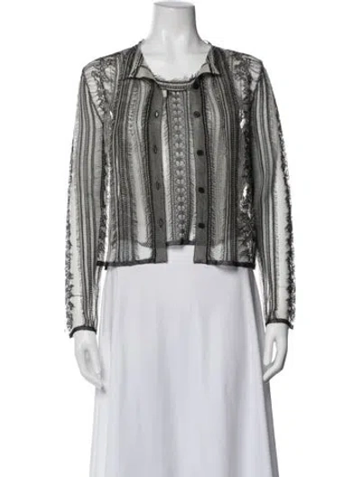 Pre-owned Dior Silk Patterned Top W/ Tags In Gray