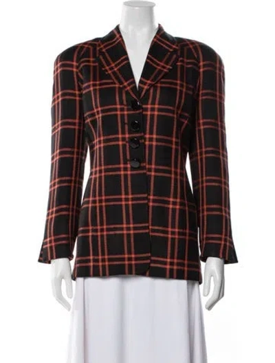 Pre-owned Dior Silk Plaid Print Blazer In Black