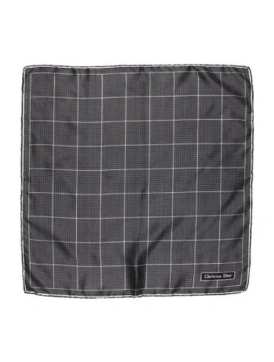 Pre-owned Dior Silk Plaid Print Scarf In Black