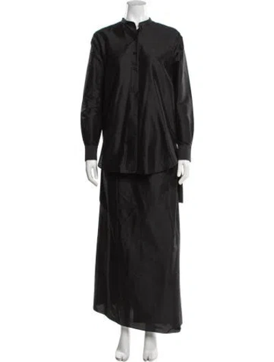 Pre-owned Dior Silk Pleated Accents Skirt Set In Black