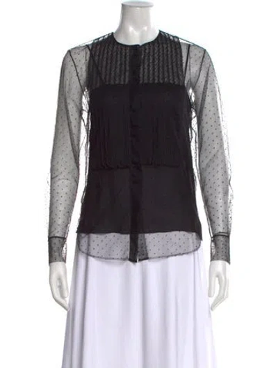 Pre-owned Dior Silk Polka Dot Print Blouse In Black