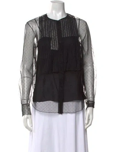 Pre-owned Dior Silk Polka Dot Print Blouse In Black